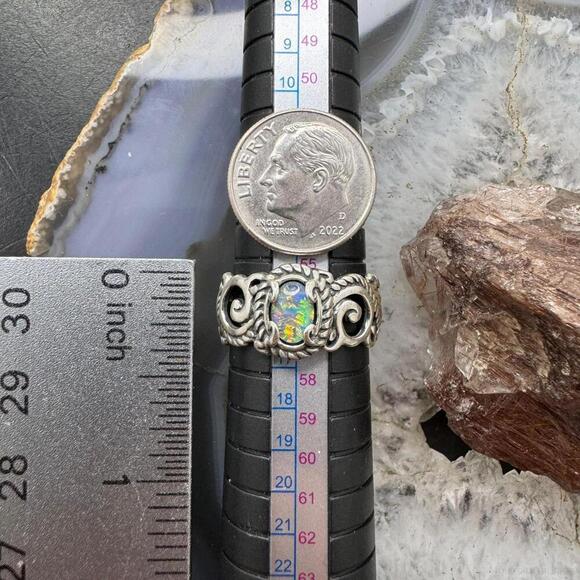 Carolyn Pollack Sterling Oval Opal Decorated Ring For Women with Size Variety - Picture 9 of 10
